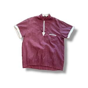 Vintage Burgundy Quarter Zip Nylon Shirt